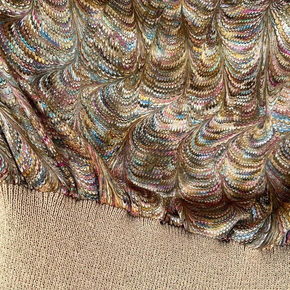 VTG 80s Castleberry Marbled Satin Blouse Pleated Knit Skirt Set M/L USA - Picture 2 of 12